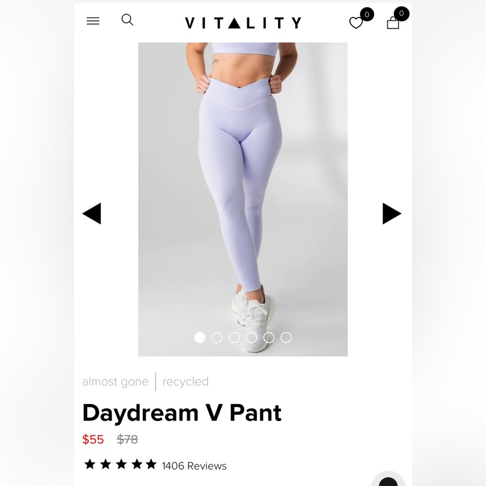 Vitality(Balance Athletica) Daydream V Pant-Lilac Marl Size Small. NWOT
